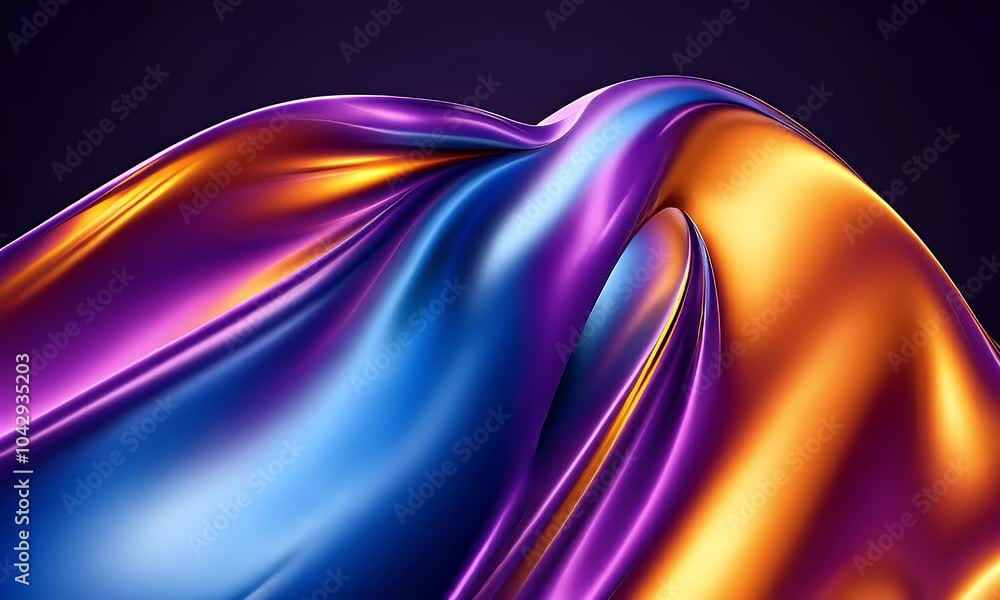 Aufkleber a close-up of a colorful, neon-curved wave shape, with a dark background and gradient color scheme, 