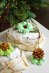 Decorated Christmas Stollen on the table
