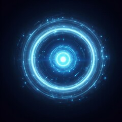Obraz premium Abstract digital background featuring swirling blue circles and glowing patterns creating a futuristic vortex effect with a dark space