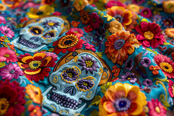 Fototapeta premium Beautiful greeting card with bright holiday composition for happy to joy celebrate dia de muertos