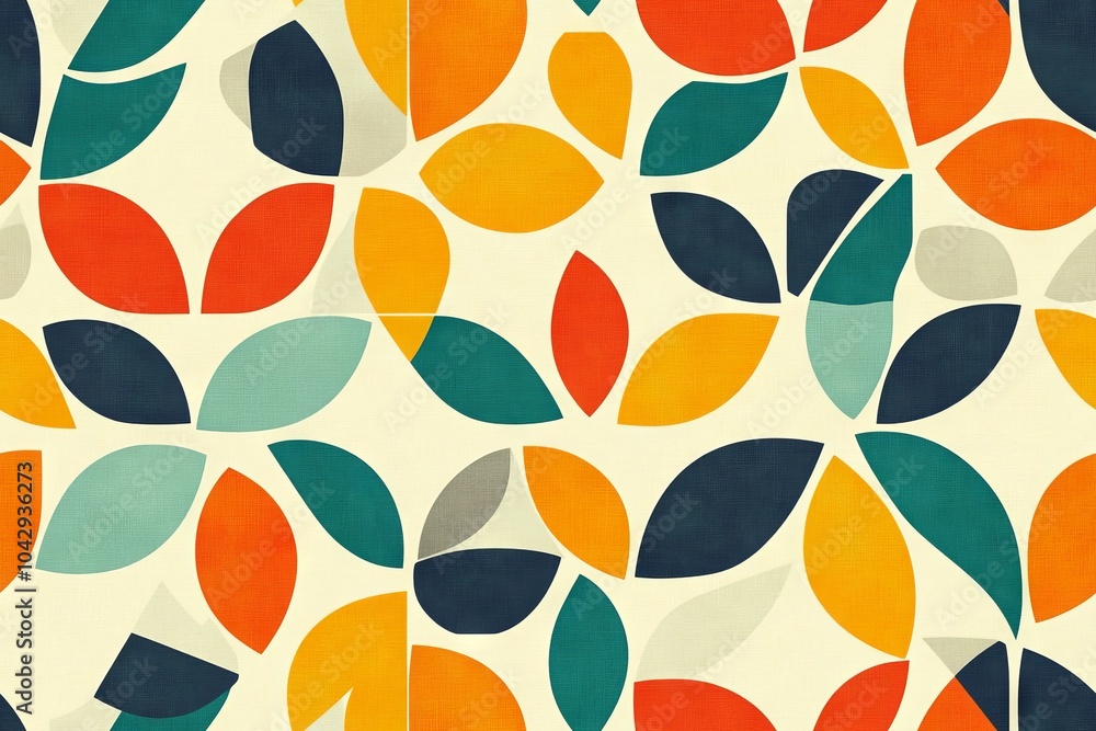 Poster retro seamless pattern with colorful geometric shapes nostalgic vintage background design for 1970s 