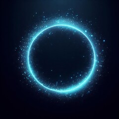 Obraz premium Blue planet or circle glowing in dark space with blue stars in the background