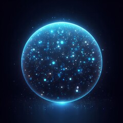 Fototapeta premium A glowing blue sphere representing planet Earth in space surrounded by stars and darkness with a hint of the moon and sun creating an eclipse