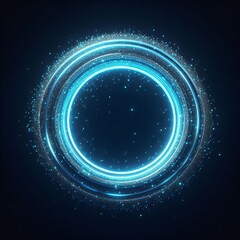 Fototapeta premium Abstract digital background featuring swirling blue circles and glowing patterns creating a futuristic vortex effect with a dark space