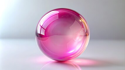 Obraz premium Shiny Pink Bubble Isolated on White Background with Reflections and Highlights, Perfect for Abstract Art, Product Presentation, or Creative Design Projects