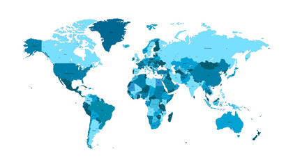 Fototapeta premium World map. Color modern vector map. Silhouette map.