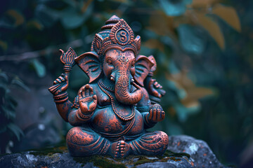 Beautiful greeting card with bright holiday composition for happy celebrate Ganesh Chaturthi