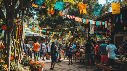 Obraz premium Community Celebration in Vibrant Outdoor Space