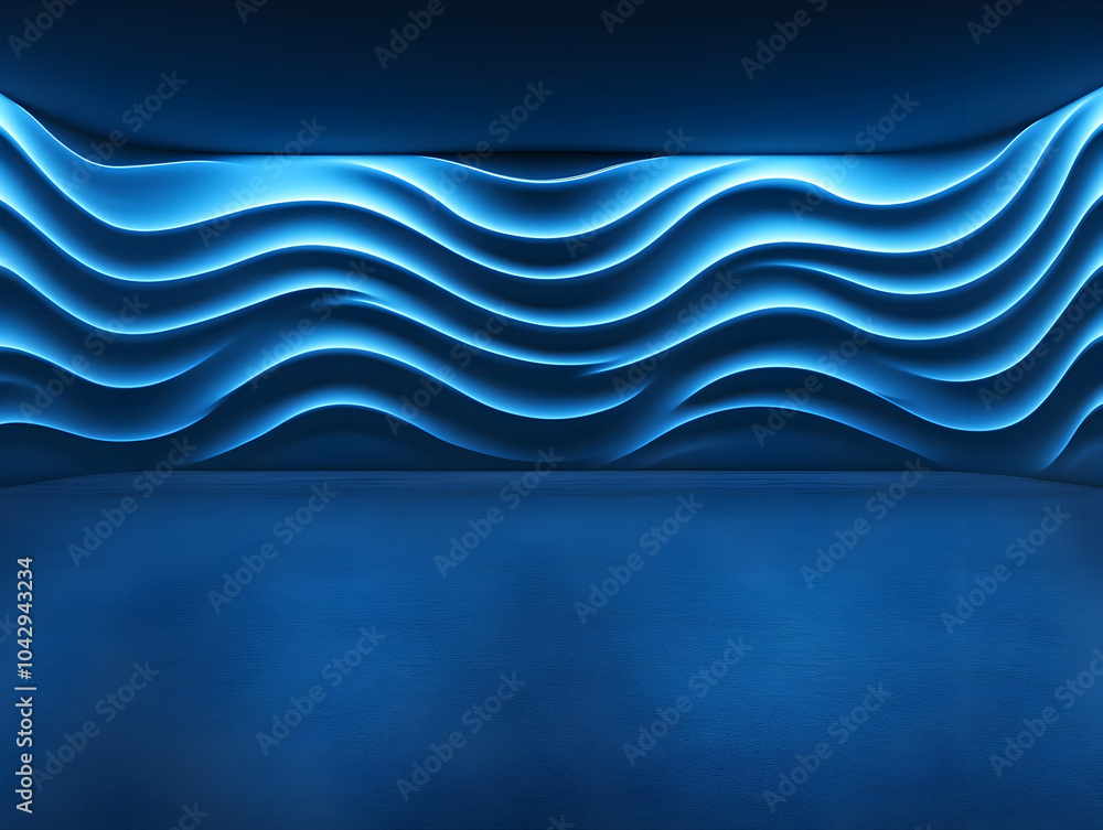 Poster abstract blue wave pattern background with soft lighting effects for modern design and creative proj