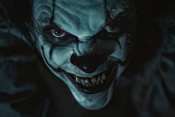 Scary zombie wandering in a street with dramatic lighting on celebration holiday Halloween