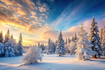 Obraz premium dreamy winter landscape snowcovered trees