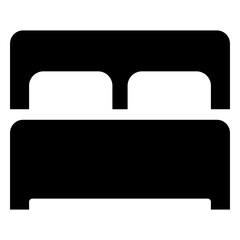 Illustration showing a black bed icon on a white background