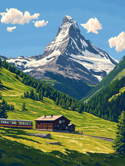 landscape with mountains and snow