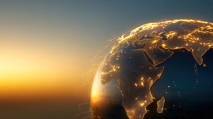 Digital Globe with Map Overlay and Highlights