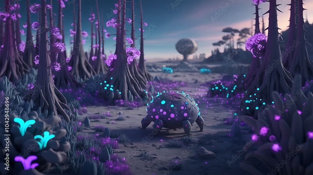 Poster a surreal journey through a dreamlike lunar jungle filled with unusual creatures and vibrant flora u