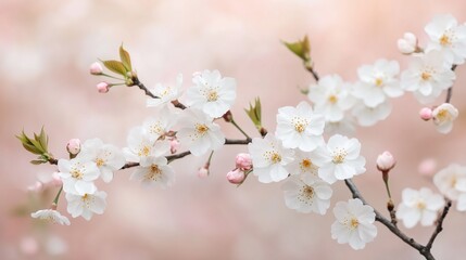 Obraz premium Delicate White Flowers on Soft Pink Background