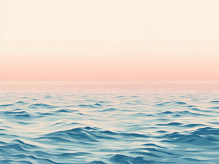 Fototapeta premium A serene ocean view with gentle waves under a pastel sky, evoking tranquility and natural beauty.