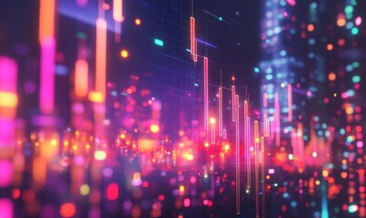 Fototapeta premium Stock chart with financial icons floating around it, showcasing market dynamics, 3D illustration