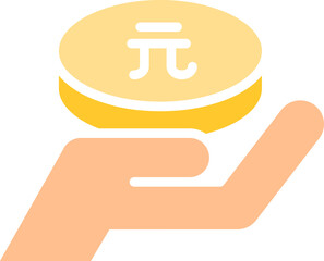 Hand Holding Renminbi Money Coin Icon