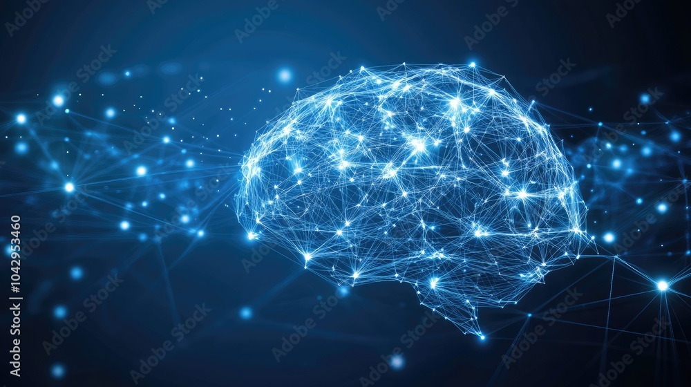 Poster abstract neural network concept in digital space