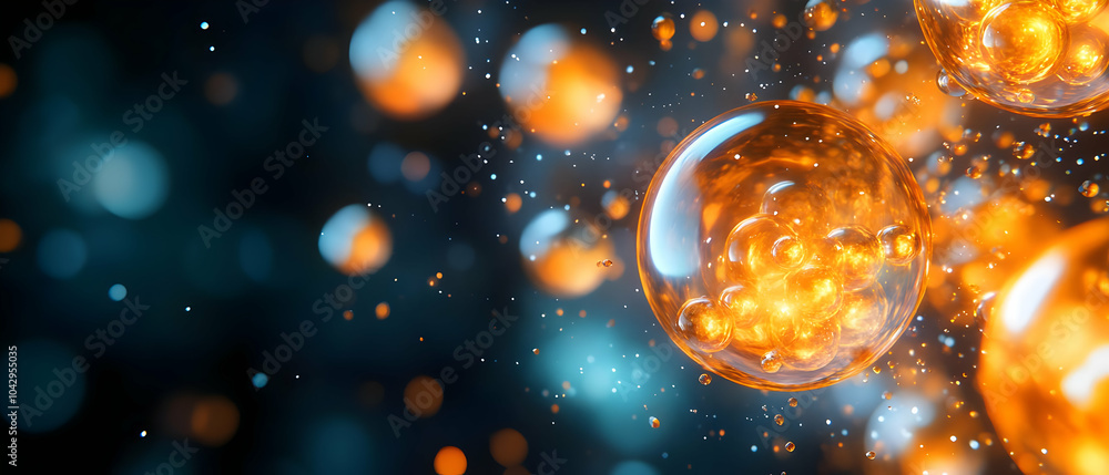 Aufkleber abstract visualization of glowing particles and bubbles, showcasing dynamic movement and vibrant col