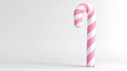 Pink and White Candy Cane on White Background