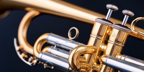 Golden Trumpet Close Up  Brass Instrument Detail  Musical Instrument  Jazz  Orchestra  Val