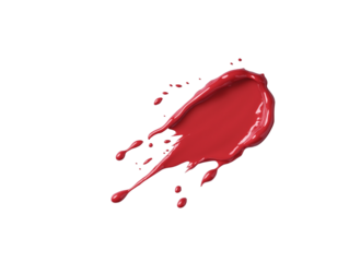 Dramatic Red Blood Splatters Flowing Across a Stark White Background