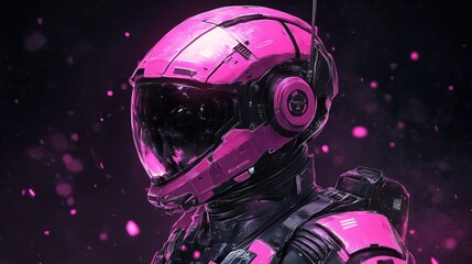 Fototapeta premium Space Soldier Portrait: Guardian Astronaut in Futuristic Cosmic Battle Armor