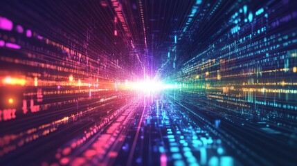 Obraz premium Abstract digital background with glowing lines and data streams, representing the flow of information in the digital world.