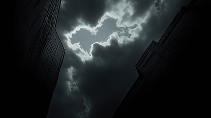 Moody grey sky with dramatic clouds dark aesthetics background