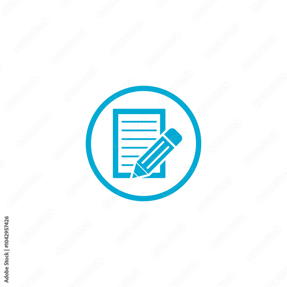 Poster pencil and document icon isolated on transparent background