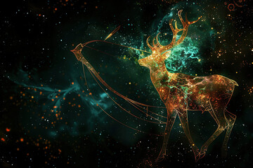 Astrological composition with concept of Deer zodiac sign symbol