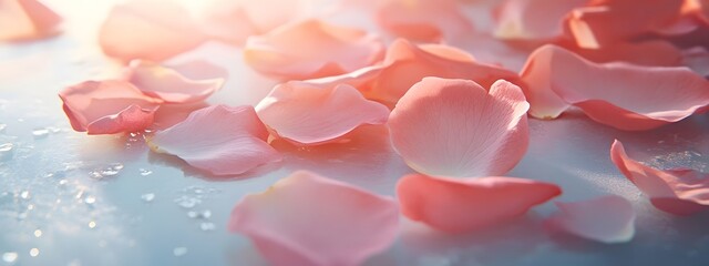 Obraz premium A close-up of delicate rose petals, their soft pink hues creating an enchanting and dreamy atmosphere