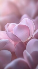 Obraz premium A close-up of delicate rose petals, their soft pink hues creating an enchanting and dreamy atmosphere