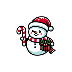 Christmas mascot logo, winter, holiday, snowman, festive. 