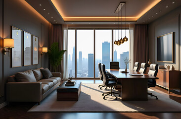 Fototapeta premium the interior of the meeting room in a large company in Hi-tech style