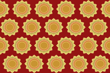 Thai fabric texture seamless geometric pattern. Dark red background illustration. Vector, Christmas, design.