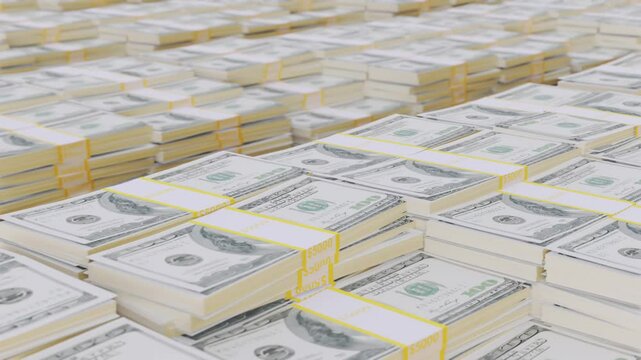 Dollar notes in big stacks