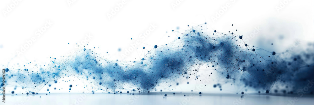 Poster abstract digital connections in blue, symbolizing networks and interactions in modern design