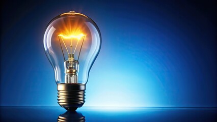Electric burning light bulb on a plain blue background