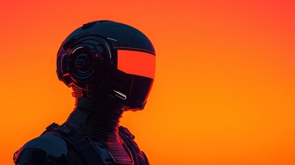 AI Powered Exoskeleton Silhouette at Sunset