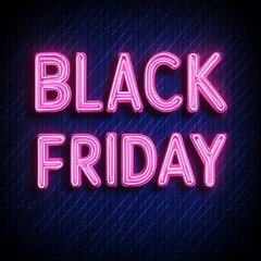 Neon "Black Friday" banner in modern blue and pink design