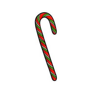 recommend clip art: Simple line drawing cartoon illustration of Christmas candy.