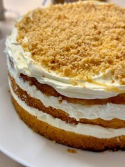 piece of vanilla and honey cake