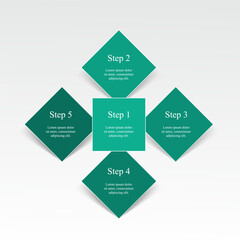 Step by step infographic template with 5 steps, options, parts or processes.