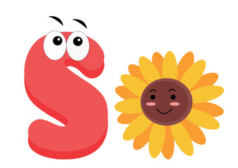 Vector Design of Alphabet 's' with sun Element