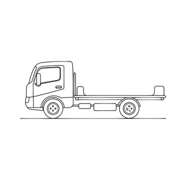 recommend clip art: Flatbed Truck Transport isolated continuous line art flat vector illustration on white background