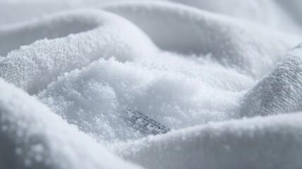 Close-up of white fabric with a textured surface, showing soft folds and a slight sheen.