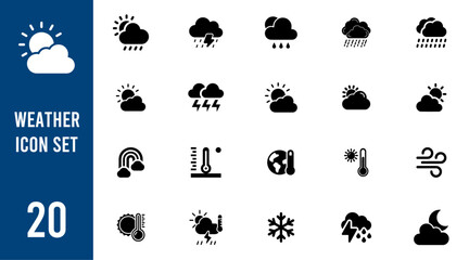 Weather icon set, Vector illustration.